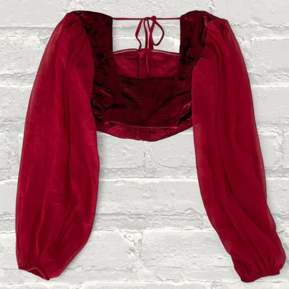 UO Peggy Velvet Puff Sleeve Bustier Top - Picture 6 of 6
